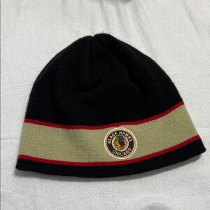 Chicago Black Hawks Black and Tan Beanie